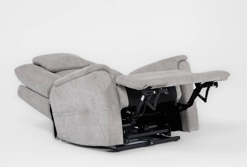 Repose Grey Flexsteel Zecliner 40" Large Power Zero Gravity Dual Motor Lift Sleeping Recliner With Power Headrest Power Lumbar USB Heat & Massage