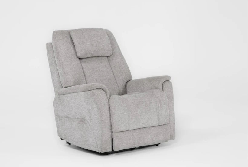 Repose Grey Flexsteel Zecliner 40" Large Power Zero Gravity Dual Motor Lift Sleeping Recliner With Power Headrest Power Lumbar USB Heat & Massage