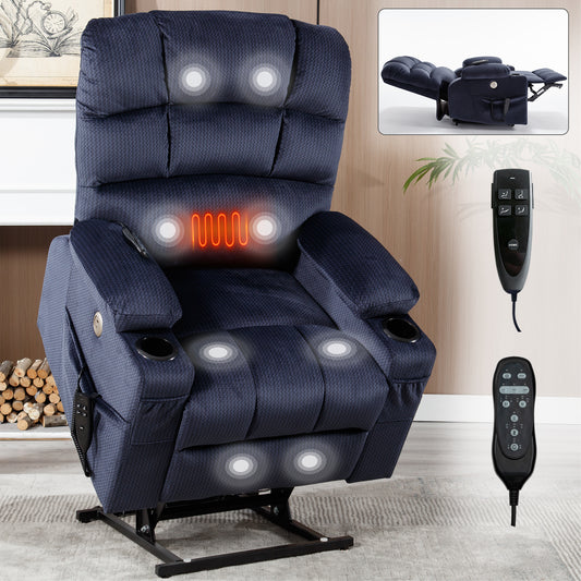 Blue Dual Motor Power Lift Recliner  infinite positions, dual cup holders.